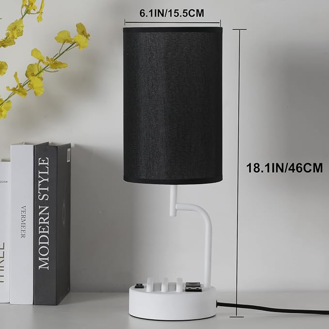 Dreamholder Table Lamp with 3 USB Charging Ports, Modern Desk Lamp with AC - Image 5