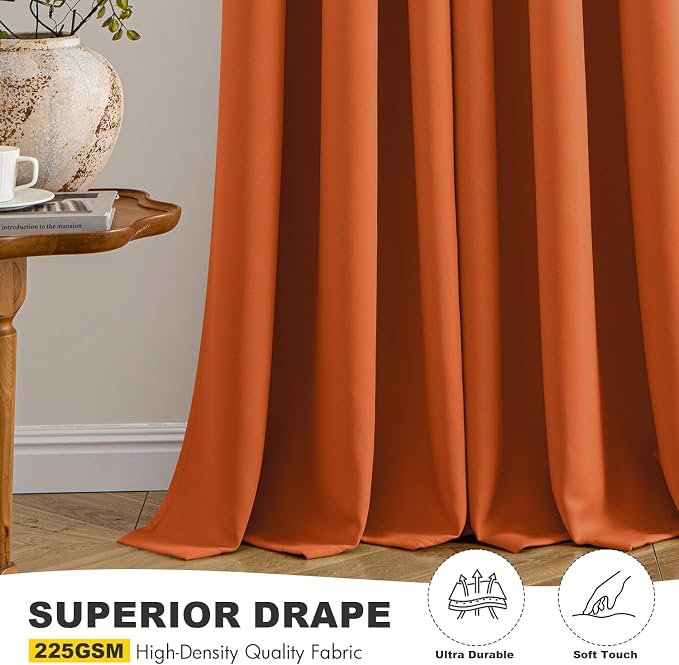 MIULEE Fall Blackout Curtains for Bedroom 2 Panels 40 x 36 Inch Long Orange | - Image 6