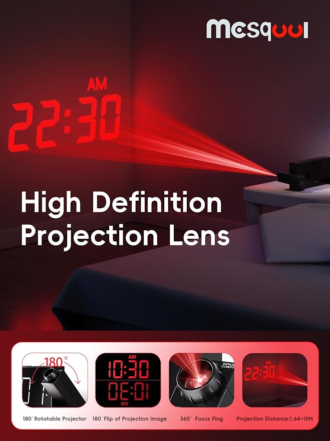 Mesqool Digital Projection Alarm Clock - Image 4