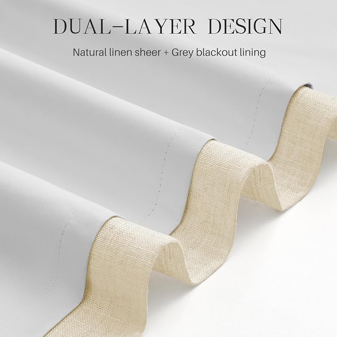 AUSSPVOCT Pinch Pleated 95 Inch Linen Curtains 100% Blackout - Image 6