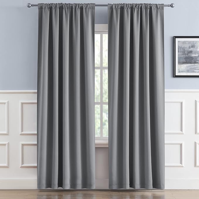 Thermal Insulated Blackout Curtains 84 Inch Length, Back Tab and Rod Pocket - Image 2