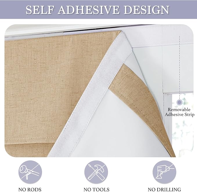 RYB HOME Classroom Door Window Cover, 100% Blackout Lockdown Shades | Linen - Image 2