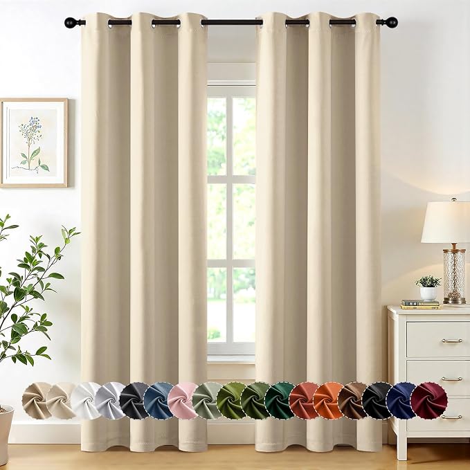 MIULEE Blackout Curtains for Bedroom 2 Panels 40 x 80 Inch Long Cream Beige | by MIULEE
