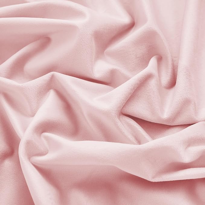 RYB HOME Baby Pink Velvet Curtains 90 inches - Image 3