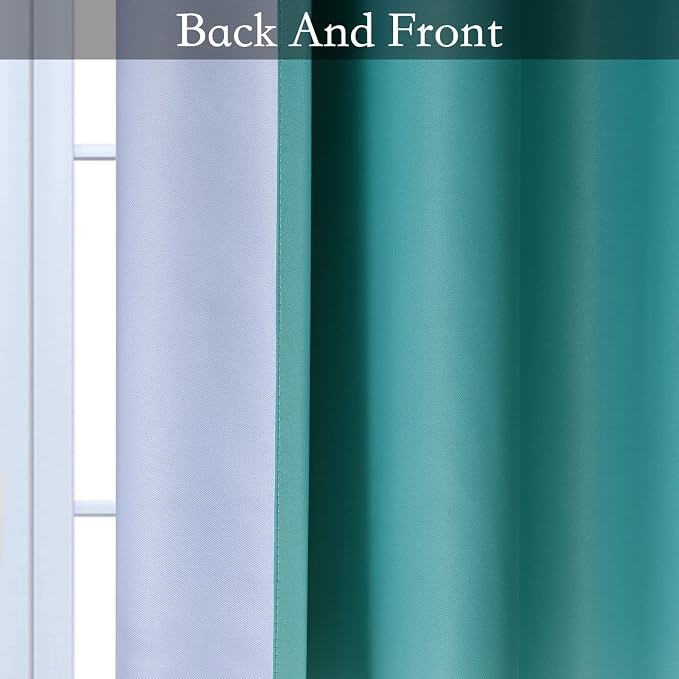 SimpleHome Teal to Grey White Ombre Room Darkening Curtains 84 Inch | Curtains - Image 5
