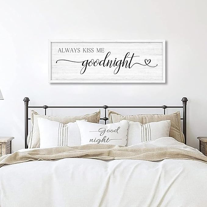 Always Kiss Me Goodnight Wall Sign Above Bed 41.3''×15'' Large Farmhouse Wall - Image 7