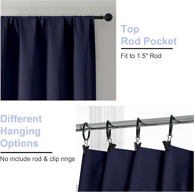 Simplebrand Navy Blue Blackout Curtains - Image 4