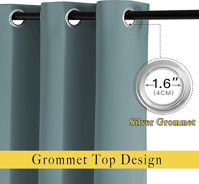 NICETOWN Greyish Blue Curtains 102 inches Long, Grommet Thermal Insulated Solid - Image 2