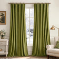 MIULEE Moss Green Velvet Pinch Pleat Blackout Curtains W52 X L96 Inches | 2 by MIULEE