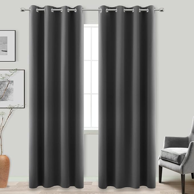 KOUFALL Blackout Curtains for Living Room 86 Inches Long, Window Treatments by KOUFALL