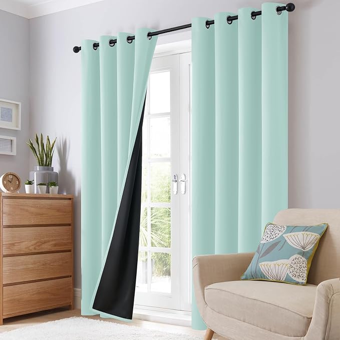SimpleHome Aqua 100% Blackout Curtains Room Darkening Living Room 96 Inch | - Image 8