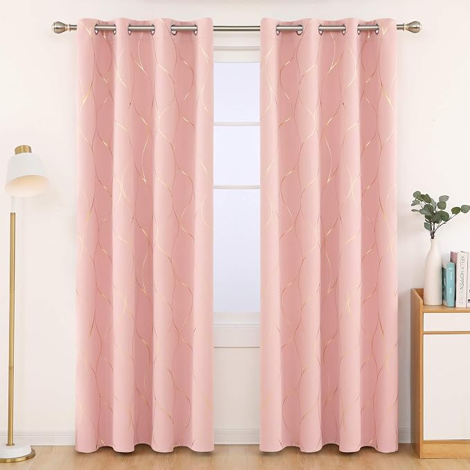 Deconovo Curtains for Living Room, Pattern Blackout Curtains 84 Inches Long | - Image 2