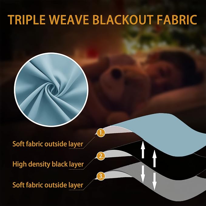 KOUFALL Nursery Curtains Girl Boy Blackout Light Blocking Room Darkening Shades - Image 7