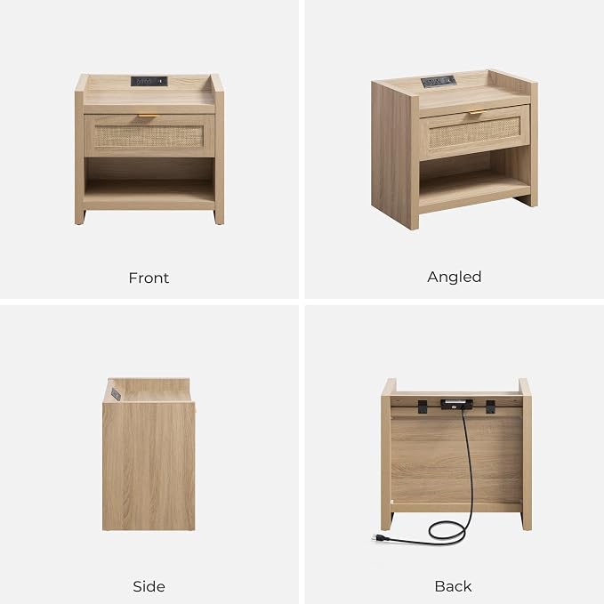 SICOTAS Rattan Night Stand Bedside Table - Image 7