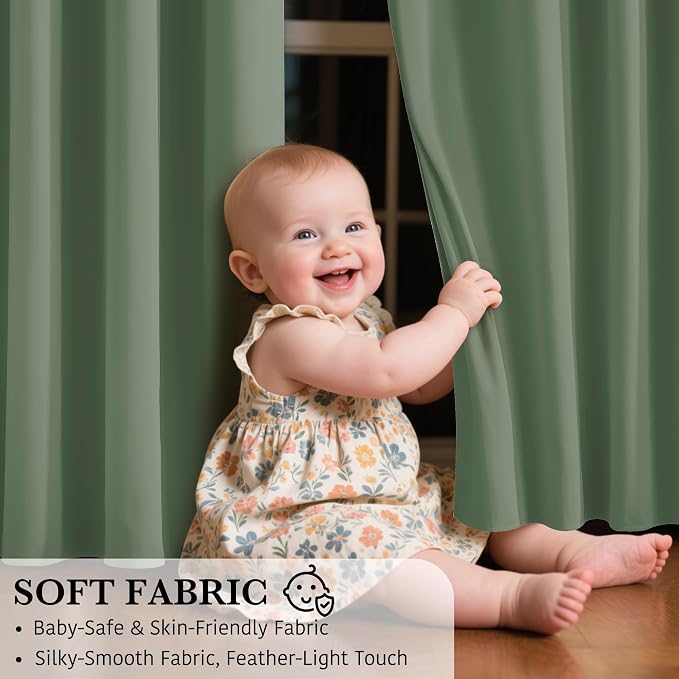 RYB HOME 100% Blackout Bedroom Curtains, Thermal Insulated Curtains | Heat & UV - Image 7