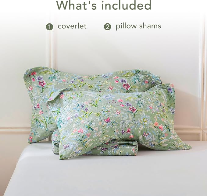 Lady Ann 100% Cotton Floral Oversized Queen Quilt Set - Image 2