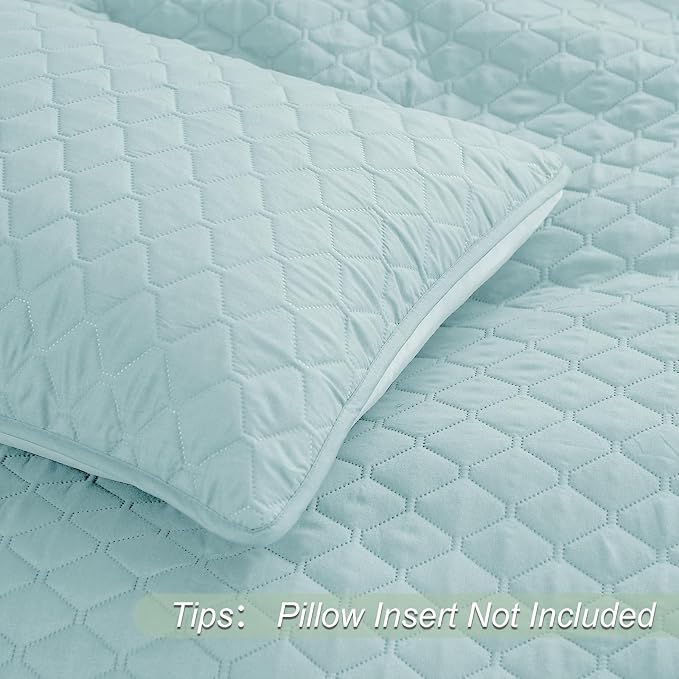 Exclusivo Mezcla Reversible Twin Quilt Bedding Set, Light Blue | Lightweight - Image 5