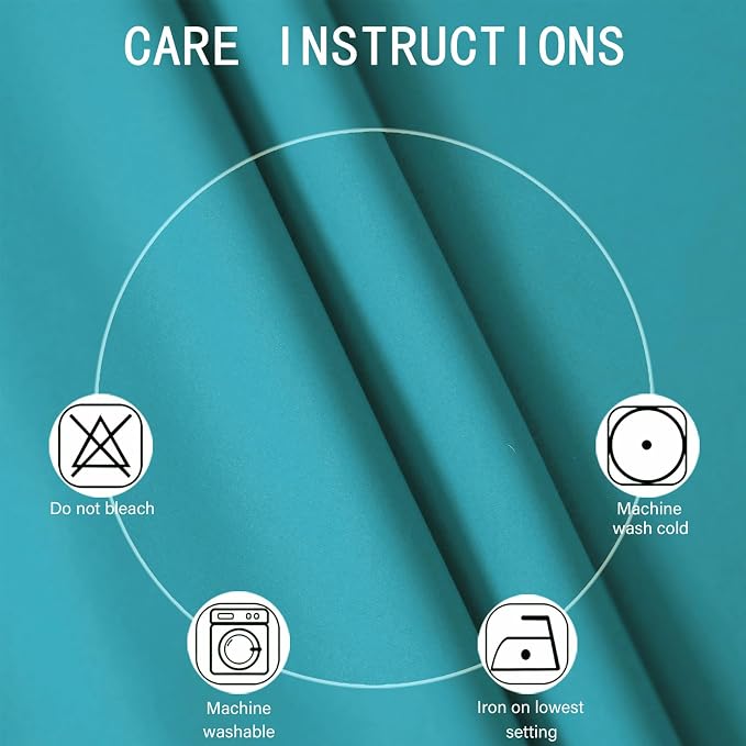 Blackout Curtains 66 x 72 Inch Long Teal Curtains Set of 2 Panels Room - Image 4