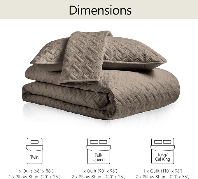 FLYMME Quilts King Size, Lightweight Mocha Brown Bedspreads, Basket Weave - Image 7