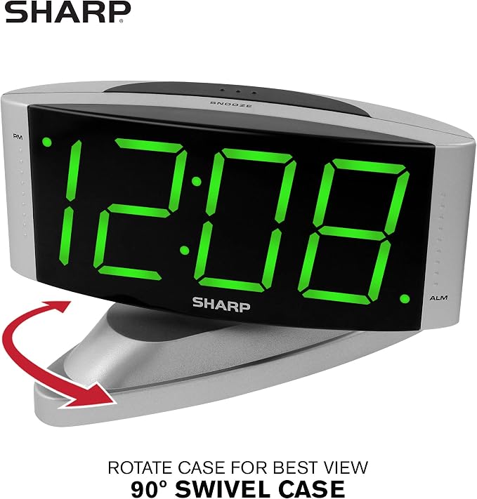 Sharp Digital Alarm Clock with Swivel Base - Image 2