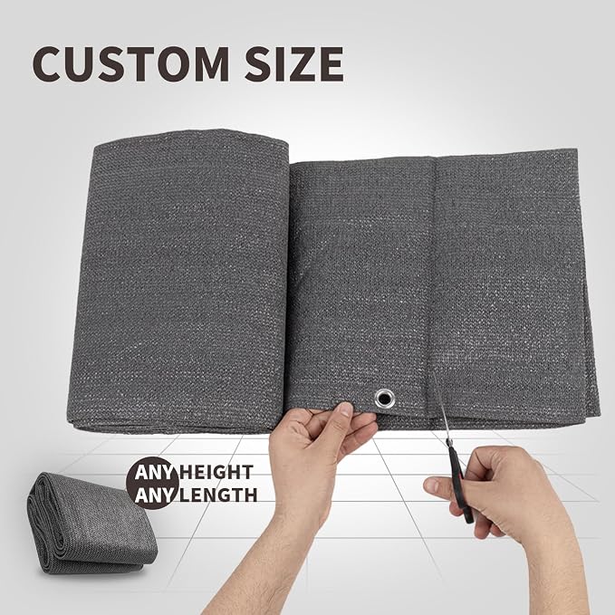 LOVE STORY Custom Size 3' x 10' Balcony Privacy Screen Cover, Dark Grey | HDPE - Image 2