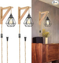 Frideko Plug in Wall Sconce Set of Two, Boho Farmhouse Hanging Wall Lamp by FRIDEKOHOME