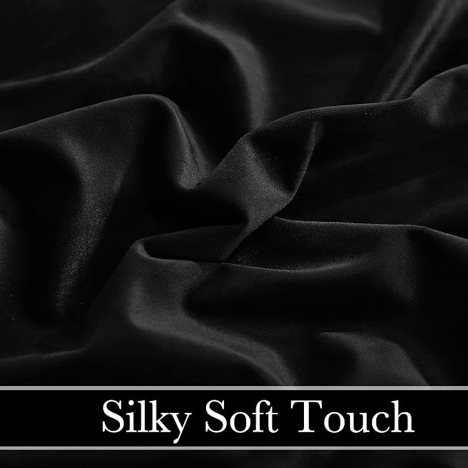 RYB HOME Black Velvet Curtains 100 inches Long, Long Floor Length Drapes | Room - Image 6