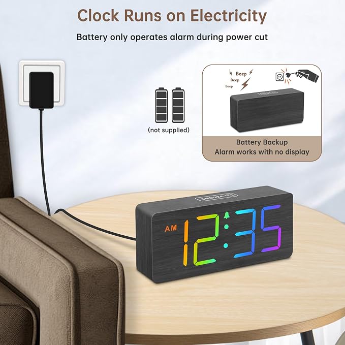 DreamSky Wooden Digital Alarm Clock - Image 3