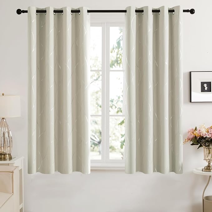 Deconovo Curtains for Living Room, Pattern Blackout Curtains 63 Inches Long | - Image 2