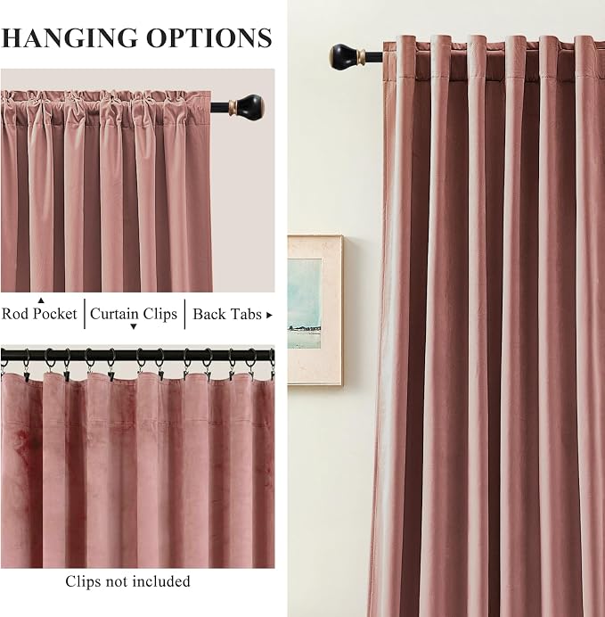 Blackout Velvet Curtains 84 Inches - Image 3