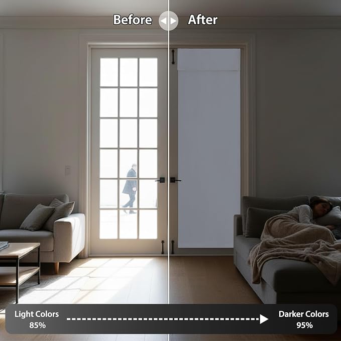 RYB HOME Blackout French Door Curtain, No Drill, W26 x L72, 1 Panel | Self - Image 5