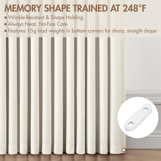 MIULEE Pinch Pleated 100% Blackout Curtain 40"x102" Beige White 4 Panel Set | - Image 5