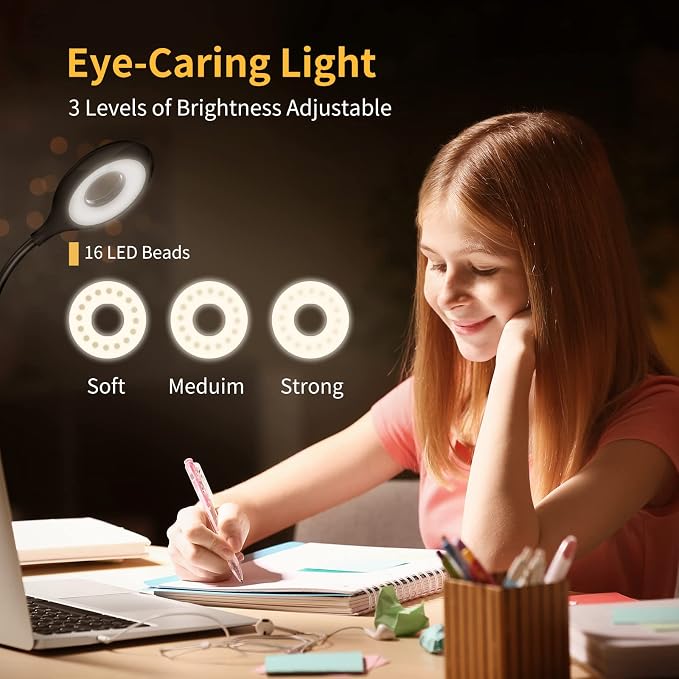 KLEAH Clip on Light for Bed & Desk, Reading in Bed, Battery Operated - Image 3