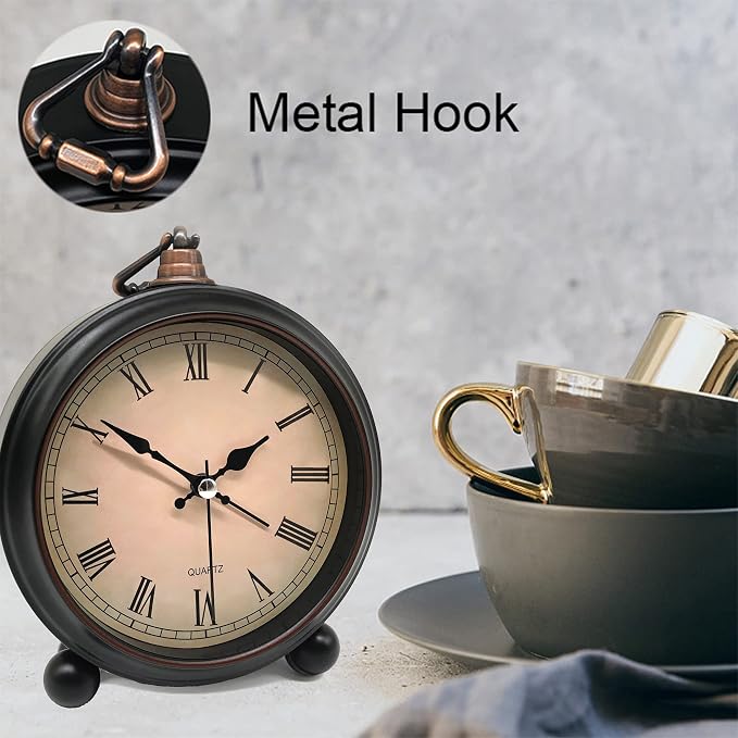 TooTa Vintage Retro Analog Alarm Clock, 4.5 inch Super Silent Non Ticking Small - Image 4