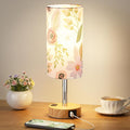 Floral Touch Lamp for Bedroom- 3 Way Dimmable Bedside Lamp USB C A Charging by Fenmzeelighting