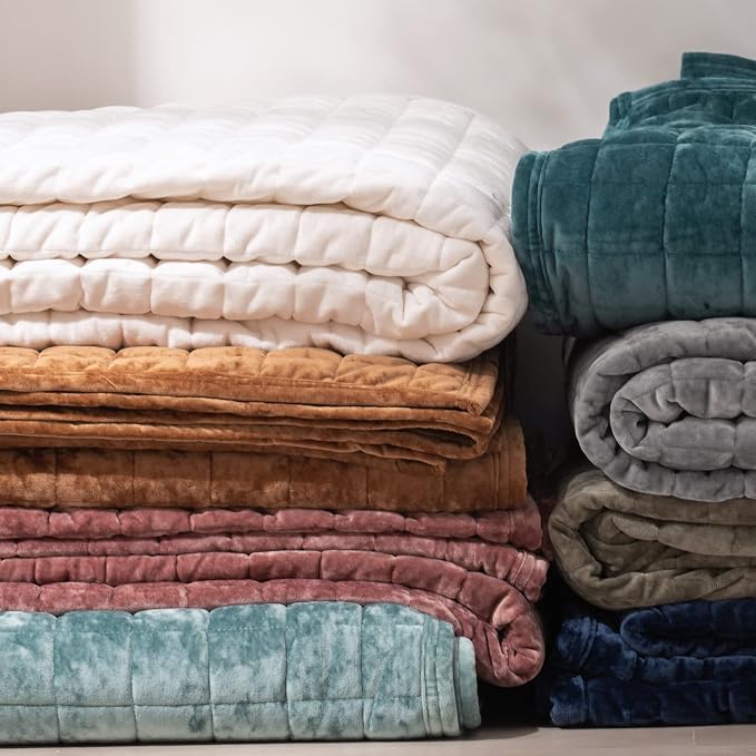 RECYCO Channel Box Stitch Velvet Quilt Set, King Size, Luxury Oversized - Image 6