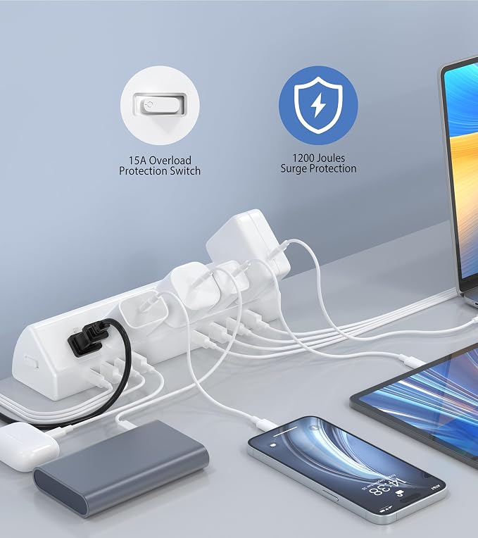 Jgstkcity Desk Clamp Power Strip USB C 45W, 8 USB, 15FT Cable, Edge Mount - Image 5