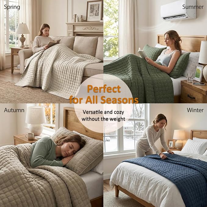 WDCOZY Blue California Cal King Size Quilt Bedding Sets - Image 8