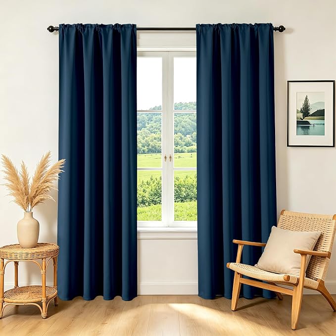 CUCRAF Navy Blue Blackout Curtains 84 inch Length 2 Panels Set, Rod Pocket Room - Image 9