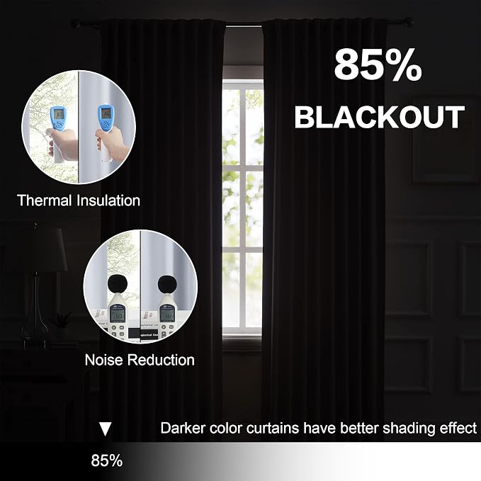 Silver Grey Blackout Curtains for Bedroom Thermal Insulated Window Treatment - Image 6