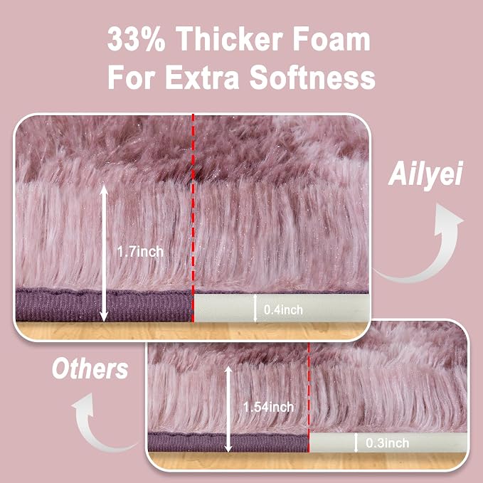 Soft Runner Rugs for Bedroom Hallways 2x6 Tie-Dyed Grey Purple | Fluffy Shag - Image 5