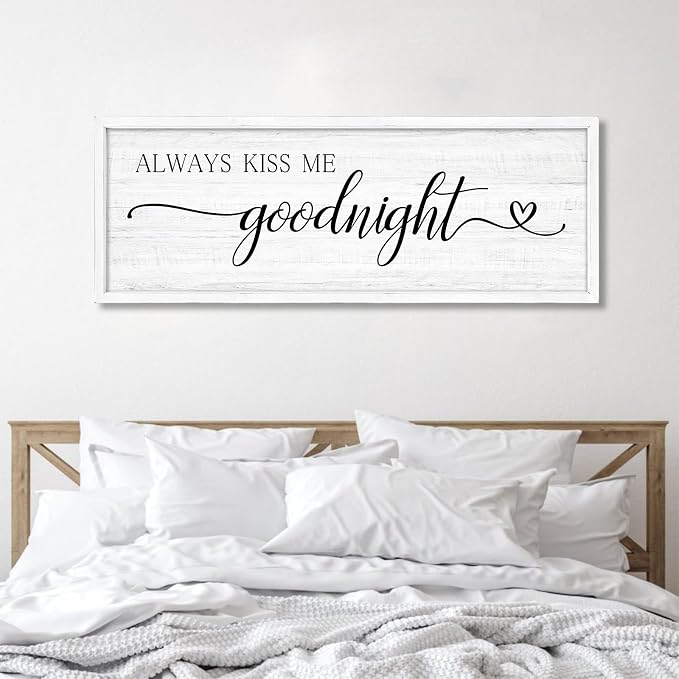 Always Kiss Me Goodnight Wall Sign Above Bed 41.3''×15'' Large Farmhouse Wall - Image 4