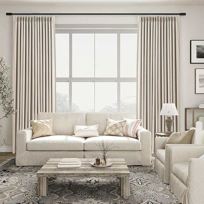 Topfinel 102 Inch Beige Blackout Curtains1 Panel, Autumn Double Layer Linen - Image 7