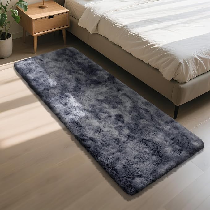 Mottled Grey 2x6 Area Rugs for Bedroom, Fluffy Rug Small Rug Bedside Carpet | by Yongyangjuxi