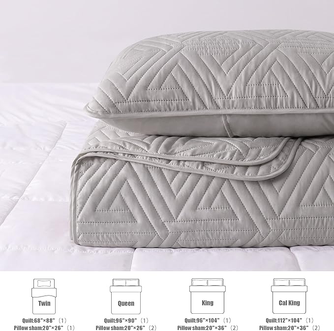 Whale Flotilla Soft Geometric Queen Quilt Set - Image 5