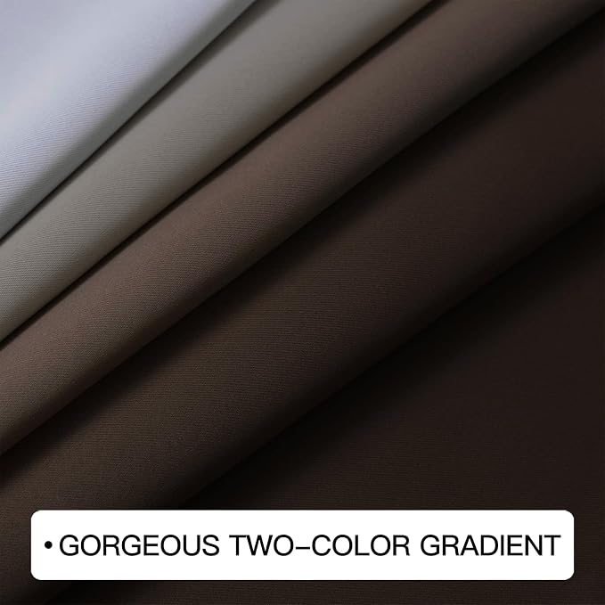COSVIYA Curtains & Drapes Grommet Ombre Brown Curtains W62 x L96 Inch | - Image 4