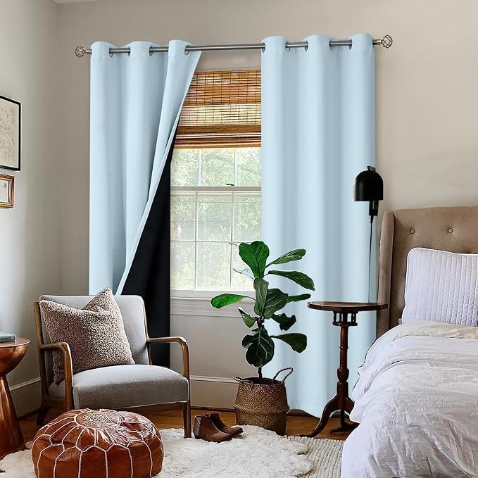 BGment Baby Blue 100% Blackout Curtains - Image 2