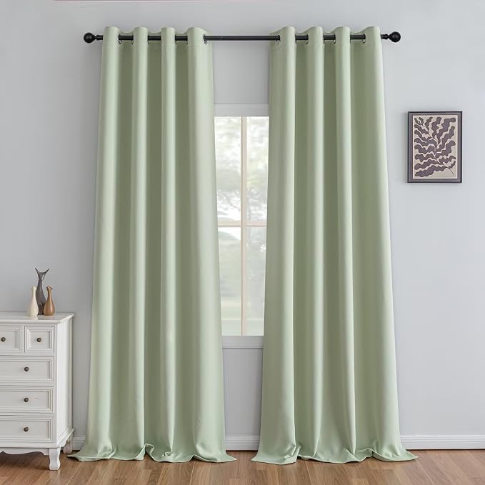 IGEMAEVE Blackout Curtains for Bedroom Grommet Sage Green 52" W x 96" L | by IGEMAEVE