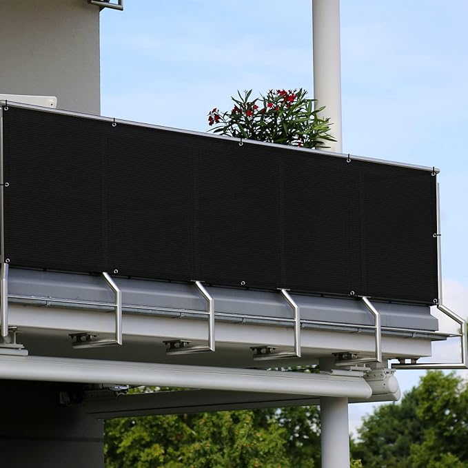 3'x11' Black Balcony Privacy Screen Fence Windscreen 90% UV Block | 90% privacy - Image 6