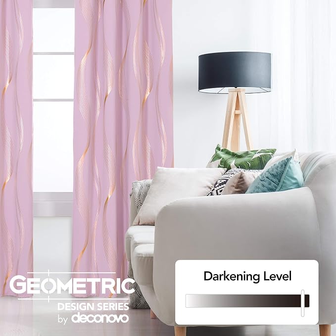 Deconovo Curtains for Living Room, Pattern Blackout Curtains 63 Inches Long | - Image 3